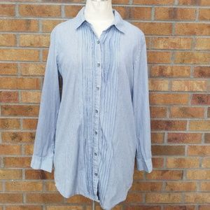 JJill*navy blue and white stripe*small*button down